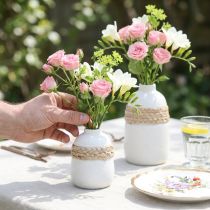 Artikel Blumenvase weiß Keramik Seegras Tischvase 10,5cm 2er Set Vintage Deko
