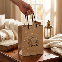 Artikel Geschenktüte Weihnachten Sterne „Wir schenken uns nichts“ 18×10×23cm 2St – Geschenkverpackung originell charmant