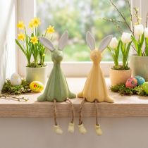 Artikel Osterhasen Dekofiguren Keramik 22 cm Set aus 2 Kantenhockern in Grün und Gelb