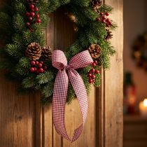 Artikel Geschenkband Karo Bordeaux 15mm 20m