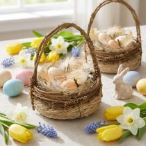 Artikel Osterkorb Wachteleier Deko Heu Reben Ø12cm Frühling