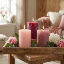 Artikel Stumpenkerzen Set Rosa &amp; Berry Farben, 70x100mm, Lange Brenndauer, 12er Pack, Ideal für Deko &amp; Geschenk
