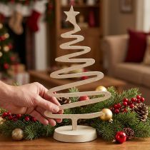 Artikel Stilvoller Mini Weihnachtsbaum Metall Beige 30cm Deko Tonoptik