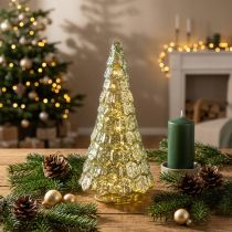 Artikel Mini Weihnachtsbaum mit LED-Licht 28cm Gold-Grün Vintage Deko
