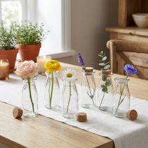 Artikel Minivasen Glas Retro Vasen mit Korken - Dekoration Hochzeit Tischdeko 6er Set