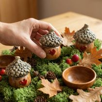 Artikel Keramik Eichel Haus Dekoeicheln mit Herzmotiv Braun 6cm - Herbstliche Tischdeko – 6St