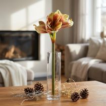 Künstliche Amaryllis Blume Rosa Gelb 66 cm Dekoration