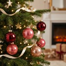 Artikel Weihnachtskugeln Glas 6cm Rot Rosa Set 24 Stück Innenbereich