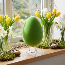 Artikel Osterei mit Füßen Deko-Ei Grün beflockt Schaufensterdeko Ostern H25cm