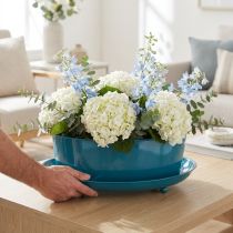 Artikel Dekoschale aus Metall blau 28cm - Elegante Tischdekoration für vielseitige Einsätze
