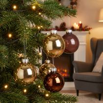 Artikel Weihnachtskugeln Gold Braun Apricot Mix - Glänzende Baumschmuck Glaskugeln Ø7,5cm 12er Set