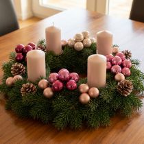 Artikel Glas-Spiegelbeeren Berry Rosa Beige Ø25mm 140er-Set – Vielseitige Mini-Weihnachtskugeln