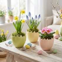 Artikel Keramik-Blumentöpfe im Osterei-Design für Frühlings- und Osterdekoration 10x10cm 3er-Set
