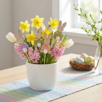 Artikel Blumenstecker Bunte Häschen Holz Osterdeko 6cm 12St