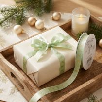 Artikel Dekoband Polyester mintgrün mit goldenen Schleifen 15mm x 18m auf Rolle