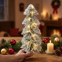 Artikel LED Weihnachtsbaum Mini 40 cm Beschneit mit Holzsockel für Winterdeko