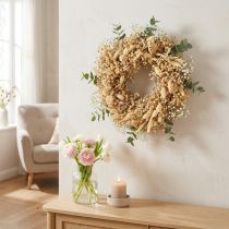 Artikel Trockenblumenkranz Creme Naturdeko Wandkranz Tischdeko 25cm