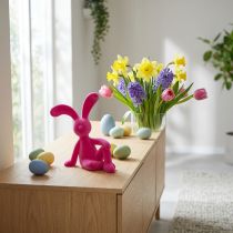 Artikel Dekofigur Hase in Pink 38cm, moderne Osterdekoration, samtig beflockt