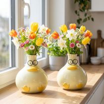 Artikel Keramik-Ente Vase Gelb 15cm 2er Set - Lustige Deko für kreatives Arrangement