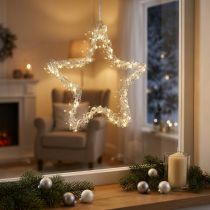 Artikel LED-Stern Hängedeko Silber Metall 70 LED Warmweiß Ø25cm
