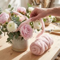 Artikel Rosa Wolllunte aus Naturwolle – Farbecht, Wasserfest, 5 cm Breite, 10 m Länge