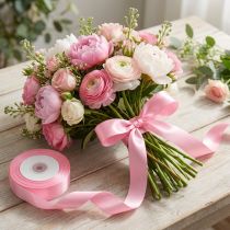 Artikel Geschenk- und Dekorationsband 15mm x 50m Hellrosa für Floristen und Blumengeschäfte