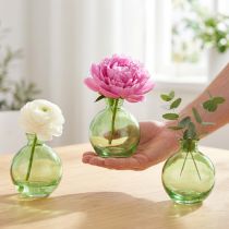 Artikel Kleine bauchige Glasvasen Grün Ø7,5cm H9cm 6 St Dekovase