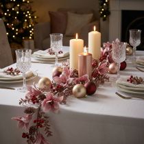 Artikel Weihnachtsgirlande Beerenzweig Zapfen Rot Rosa 130cm Dekoration
