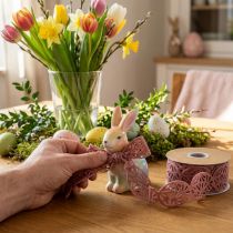 Artikel Samtband Ostereier Dekoband Ostern Altrosa 40mm 5m