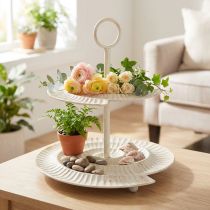 Artikel Etagere für Dekoration aus Metall in Creme mit Rost-Akzenten 39cm