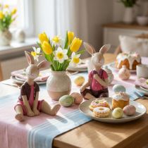 Artikel Osterhasen Figuren Set 4-teilig 9cm Rosa Braun Deko für Tisch & Frühling