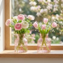 Artikel Glas Blumenvase Rosa Getönt Ø11cm H14,5cm 2 Stück