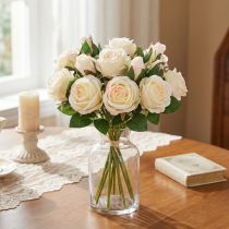 Artikel Künstliche Rosen Bund Creme 36cm, Hochwertige Kunstblumen für Deko