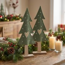 Artikel Filz Tannenbaum mit Herzen und Sternen, naturbelassenen Farben Dekoration 52cm Set 2