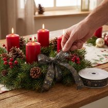 Artikel Weihnachtsband Stern Geweih Deko Braun Gold B25mm L15m