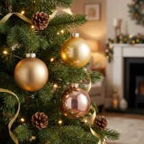 Artikel Weihnachtskugeln Gold Rosa 7,5cm 12er Set Glänzend Matt