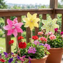 Artikel Windrad Rosa Gelb Grün Windmühle Balkon Deko Ø15cm 3St