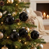 Artikel Weihnachtskugeln Glas Schwarz Baumkugeln Glanz Ø7,5cm 12St