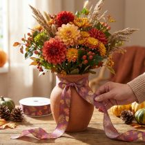 Artikel Dekoband Polyester Herbstlaub 40mm x 15m Lila Mehrfarbig Innenbereich