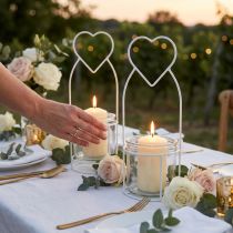 Artikel Windlicht Herz Weiß Glas Ø12cm H30cm 2er Set dekorativ elegant
