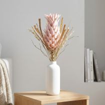 Artikel Kunstblume Rosa Große Ananasblüte Tropisches Flair 74cm für Innenraumdeko