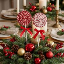 Artikel Zauberhafte Lollipop Weihnachtsdeko Rot-Weiß, Festliche Schaumstoff Lollis H30cm 2er-Set