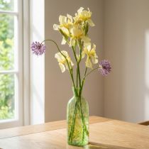 Artikel Deko Vase Glas Blumenvase Gelb Grün Muster Ø10cm H25cm