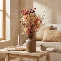 Artikel Trockenblumenstrauß Boho-Deko Erdbeerdistel & Flockenblume in Rot Gebleicht, Naturgetreu 150g