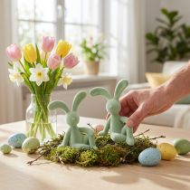 Artikel Dekofigur Osterhase sitzend 22cm für Innenbereich und geschützten Außenbereich, Set à 2