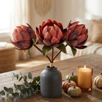 Artikel Deko Protea Kunstblumen Rotorange 34cm 3St Hochwertige Dekoration für Floristen
