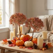 Artikel Kunstzweig Herbstdeko Blütenzweig Braun Rot 45cm für Floristen – 2St