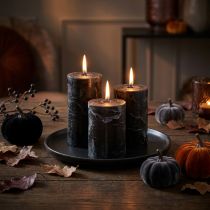 Artikel Elegante Schwarze Stumpenkerzen Durchgefärbt 70x100mm 4 St - Dekoration, Weihnachten, Halloween