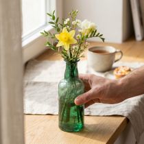 Artikel Mini Vase Glas Flaschenvase Blumenvase Grün Ø6cm H17cm