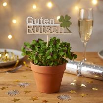 Artikel Blumenstecker Holz Guten Rutsch Silvester Deko 12×4,5cm 9St